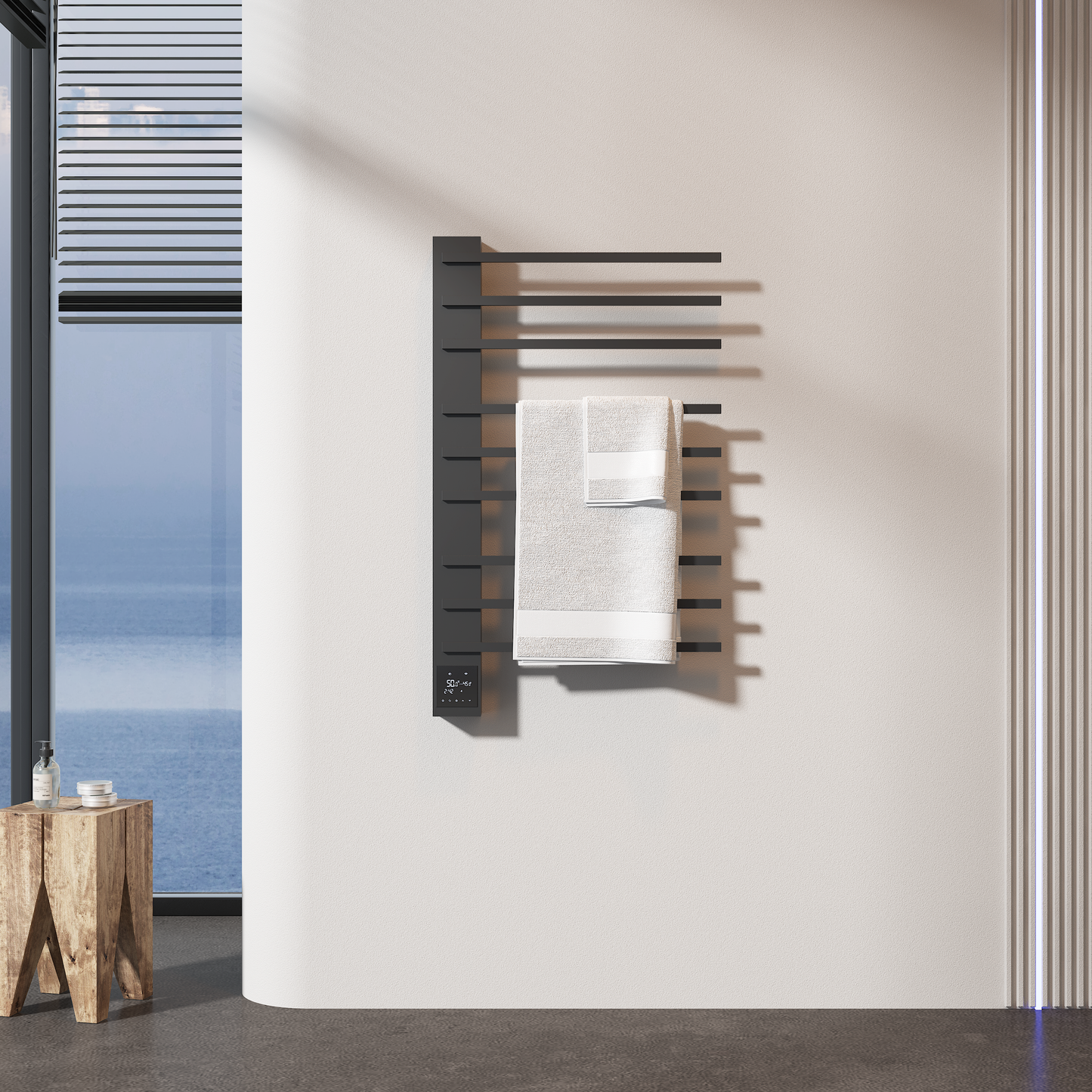Luxury 9-Bar Heated Towel Rack with Smart Timer & Temperature Control | Premium Stainless Steel, Rustproof & Waterproof
