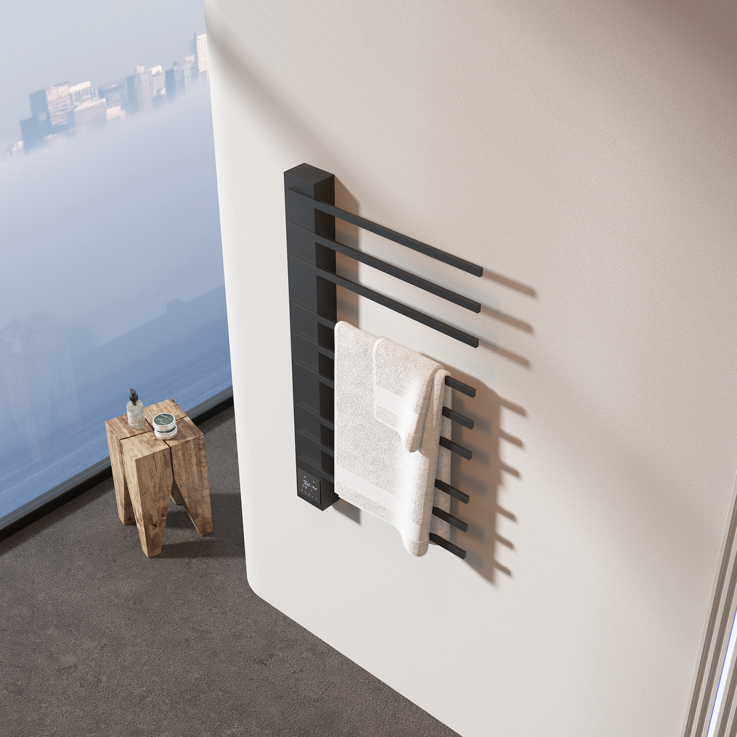 Luxury 9-Bar Heated Towel Rack with Smart Timer & Temperature Control | Premium Stainless Steel, Rustproof & Waterproof