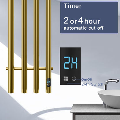 Luxury Gold 4-Bar Heated Towel Rack with Timer bathroom towel warmer view