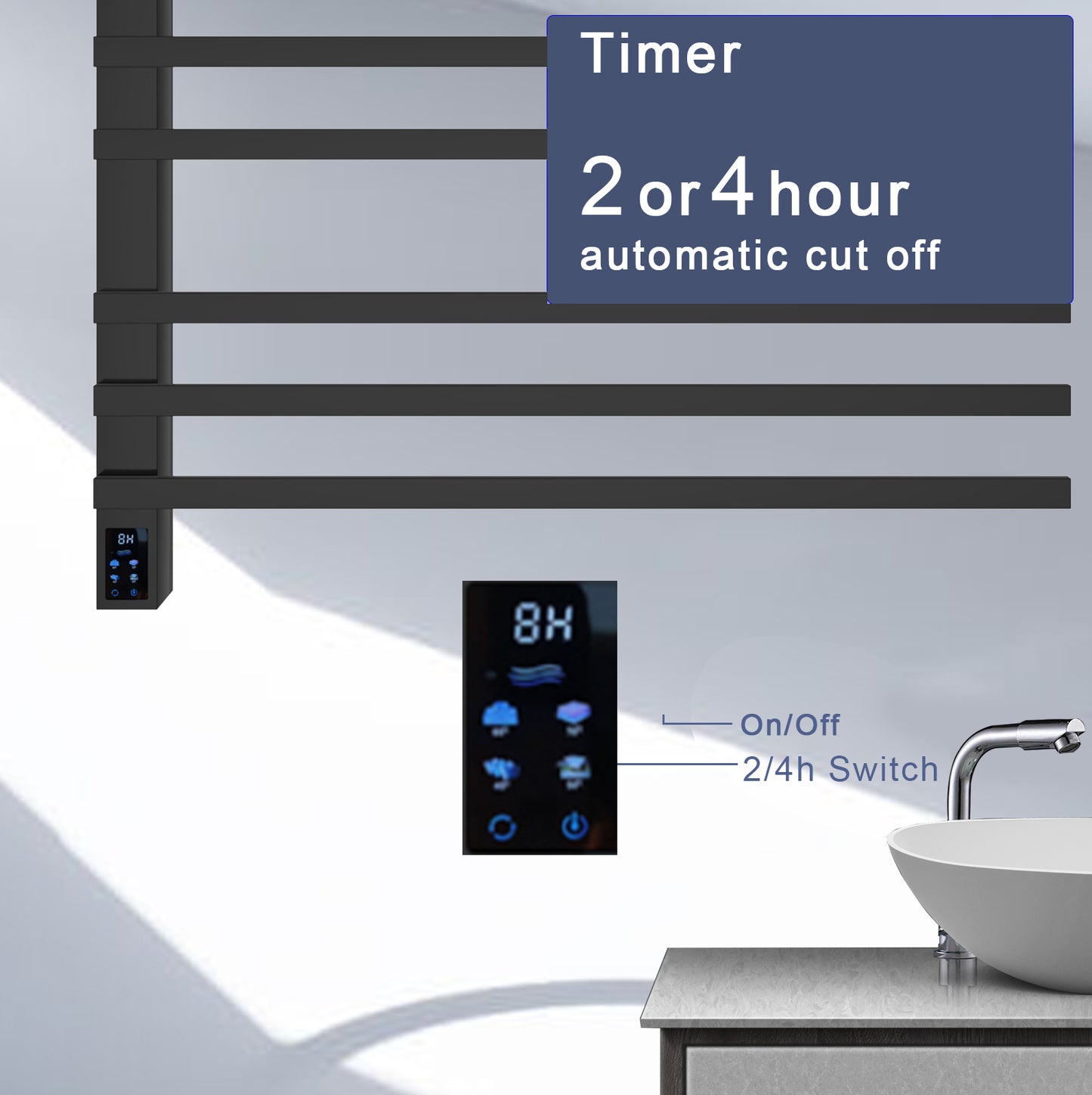 Luxury 9-Bar Heated Towel Rack with Smart Timer & Temperature Control | Premium Stainless Steel, Rustproof & Waterproof