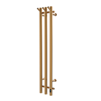 Gold 3-Bar Heated Towel Rack with Timer close-up detail