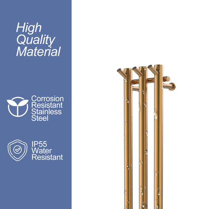 Gold 3-bar towel warmer stainless steel and IP55 water-resistant material detail